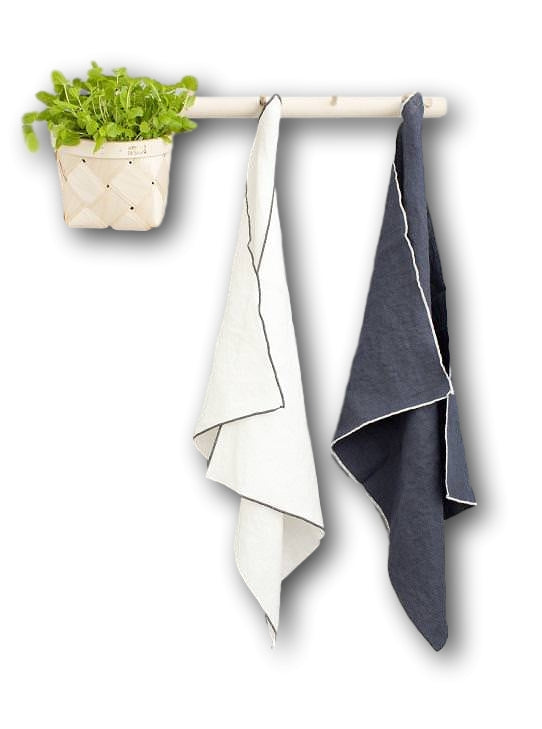 Leija Linen Towels - 2er Set weiß-schwarz